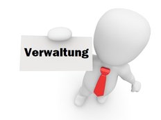 Figur mit Visitenkarte Verwaltung