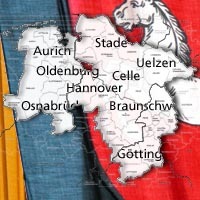 Karte von Niedersachsen mit Bezirksnamen